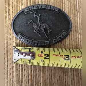 Cheyenne Frontier Days Stadium Cowboy Rodeo Show Spec-Cast Belt Buckle Vintage